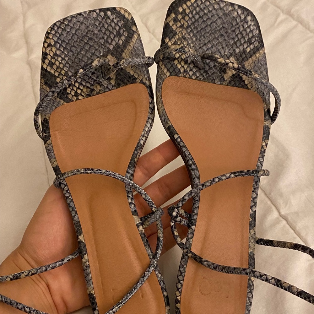 LoQ Roma lace up Sandals in Luna Snake size 37 kitten heel wrap leather open toe - Picture 3 of 10